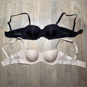 Maidenform Black and Cream Lace Push-Up Bras